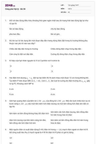 Công phá Vật lý - Đề 30