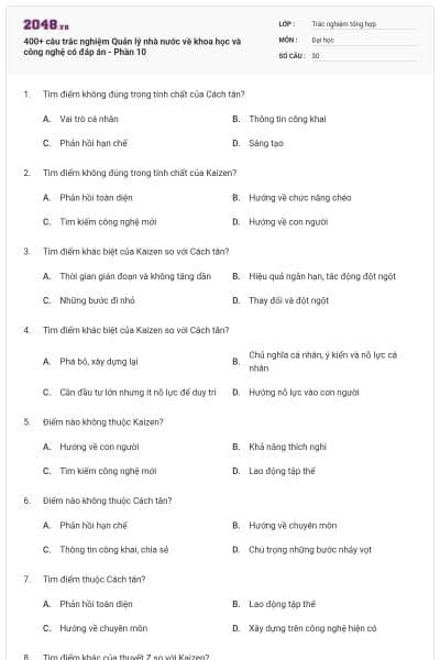 400+ câu trắc nghiệm Quản lý nhà nước về khoa học và công nghệ có đáp án - Phần 10