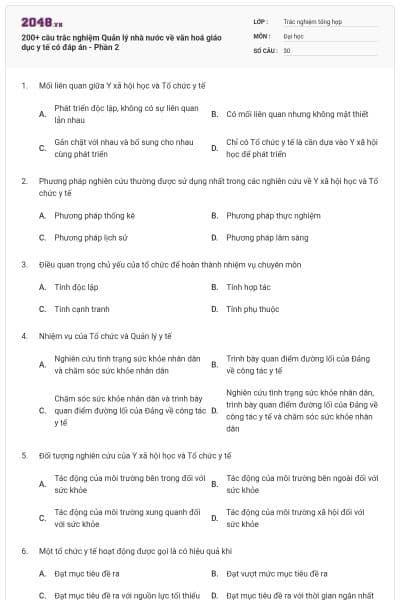 200+ câu trắc nghiệm Quản lý nhà nước về văn hoá giáo dục y tế có đáp án - Phần 2
