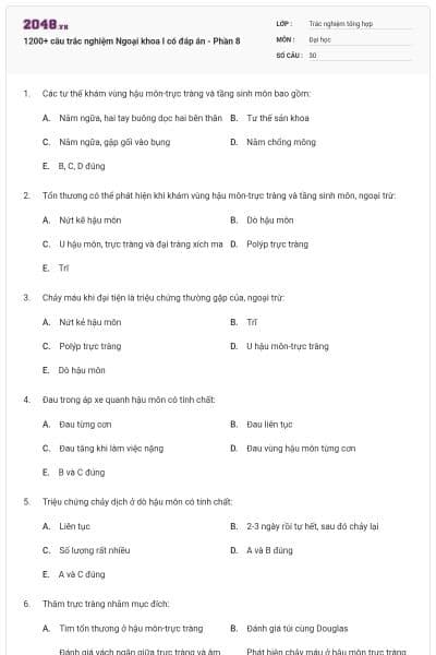 1200+ câu trắc nghiệm Ngoại khoa I có đáp án - Phần 8