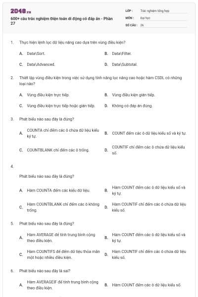 600+ câu trắc nghiệm Điện toán di động có đáp án - Phần 27