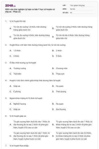 800+ câu trắc nghiệm Lý luận cơ bản Y học cổ truyền có đáp án - Phần 23