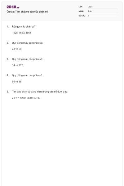 Ôn tập: Tính chất cơ bản của phân số