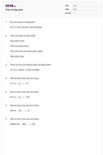 Phân số thập phân