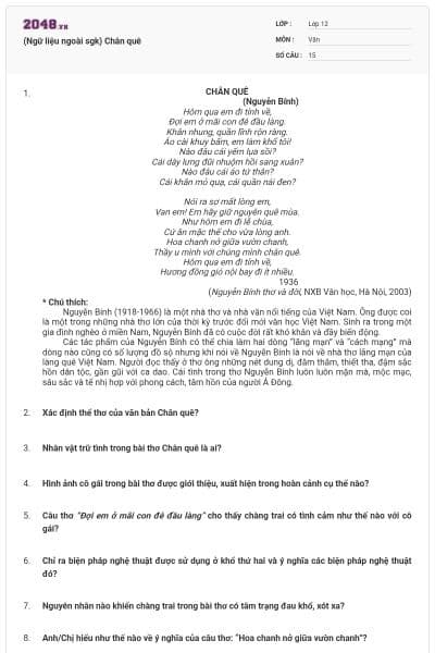 (Ngữ liệu ngoài sgk) Chân quê