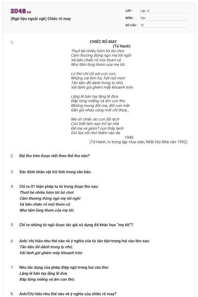 (Ngữ liệu ngoài sgk) Chiếc rổ may