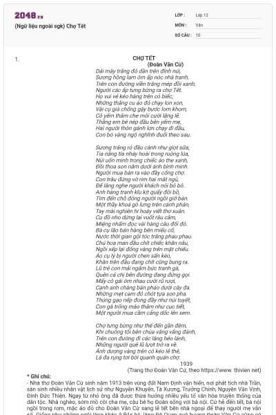 (Ngữ liệu ngoài sgk) Chợ Tết