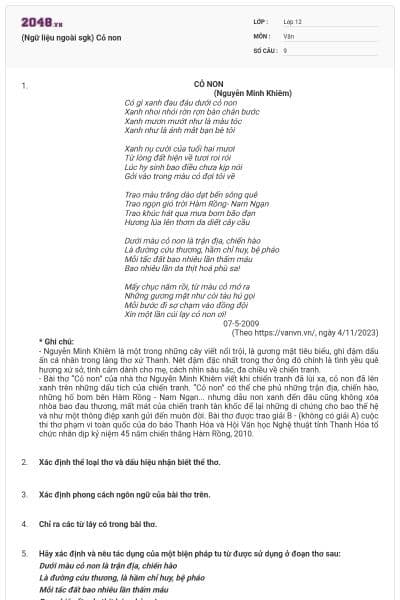 (Ngữ liệu ngoài sgk) Cỏ non