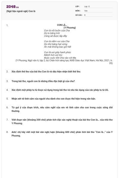 (Ngữ liệu ngoài sgk) Con là