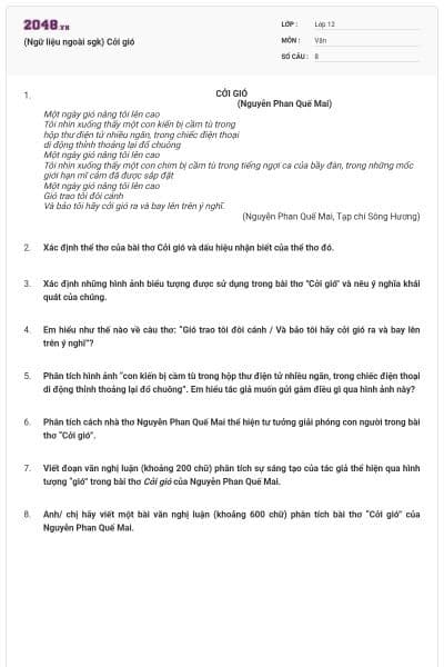 (Ngữ liệu ngoài sgk) Cởi gió