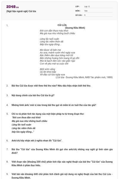 (Ngữ liệu ngoài sgk) Củi lửa