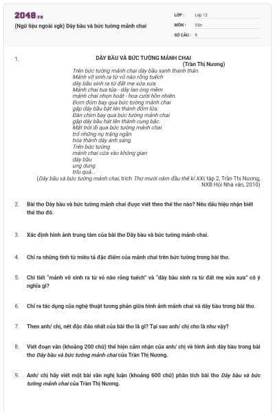 (Ngữ liệu ngoài sgk) Dây bầu và bức tường mảnh chai