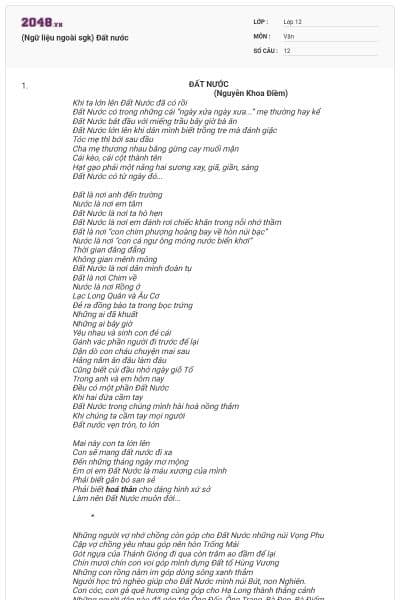 (Ngữ liệu ngoài sgk) Đất nước