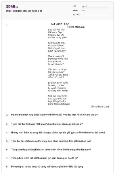 (Ngữ liệu ngoài sgk) Đất nước là gì