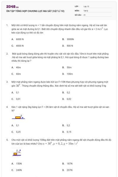 ÔN TẬP TỔNG HỢP CHƯƠNG LỰC MA SÁT (VẬT LÍ 10)