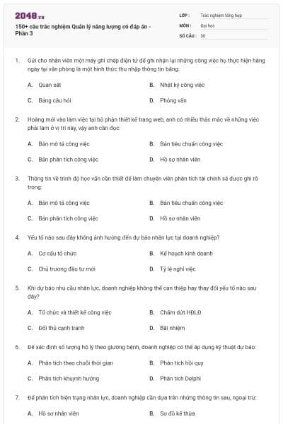 150+ câu trắc nghiệm Quản lý năng lượng có đáp án - Phần 3