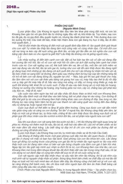 (Ngữ liệu ngoài sgk) Phiên chợ Giát