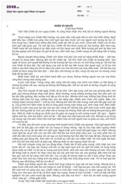 (Ngữ liệu ngoài sgk) Nhện và người