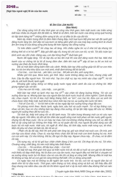 (Ngữ liệu ngoài sgk) Bí ẩn của làn nước