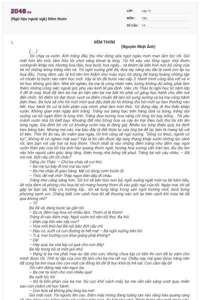 (Ngữ liệu ngoài sgk) Đêm thơm