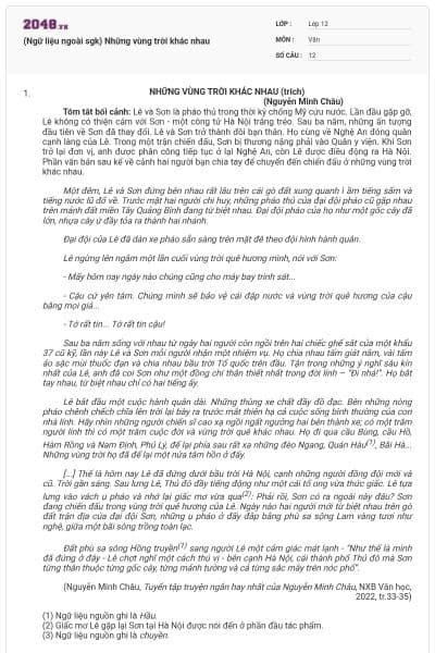 (Ngữ liệu ngoài sgk) Những vùng trời khác nhau