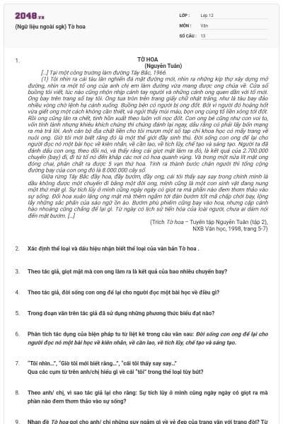 (Ngữ liệu ngoài sgk) Tờ hoa