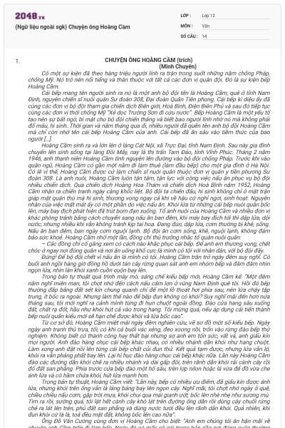 (Ngữ liệu ngoài sgk) Chuyện ông Hoàng Cầm