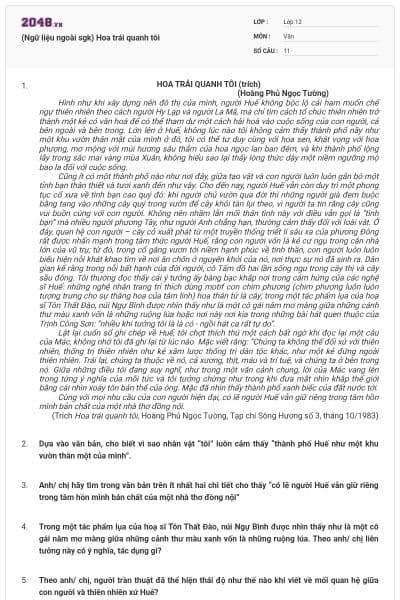 (Ngữ liệu ngoài sgk) Hoa trái quanh tôi