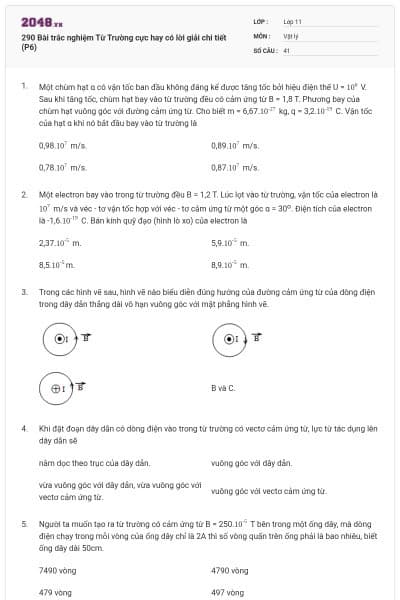 290 Bài trắc nghiệm Từ Trường cực hay có lời giải chi tiết (P6)