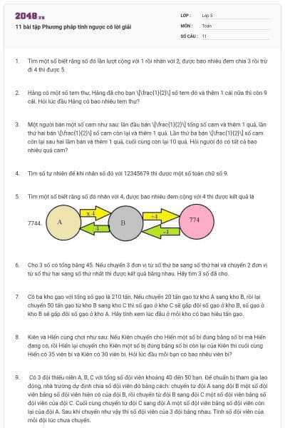 11 bài tập Phương pháp tính ngược có lời giải