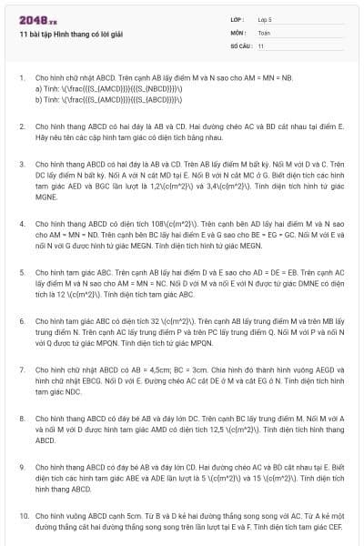 11 bài tập Hình thang có lời giải