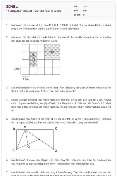 17 bài tập Hình chữ nhật – hình bình hành có lời giải