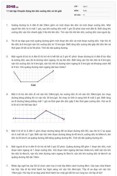 11 bài tập Chuyển động lên dốc xuống dốc có lời giải