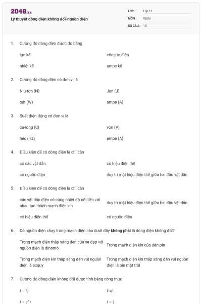 Lý thuyết dòng điện không đổi-nguồn điện