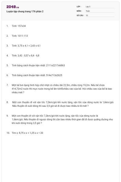 Luyện tập chung trang 176 phần 2