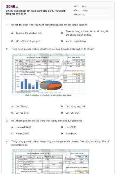 22 câu trắc nghiệm Tin học 8 Cánh diều Bài 6. Thực hành tổng hợp có đáp án