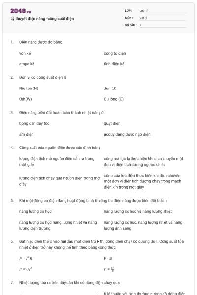 Lý thuyết điện năng -công suất điện