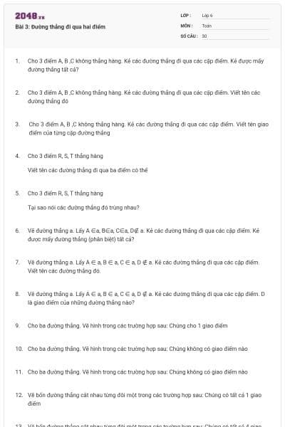 Bài 3: Đường thẳng đi qua hai điểm