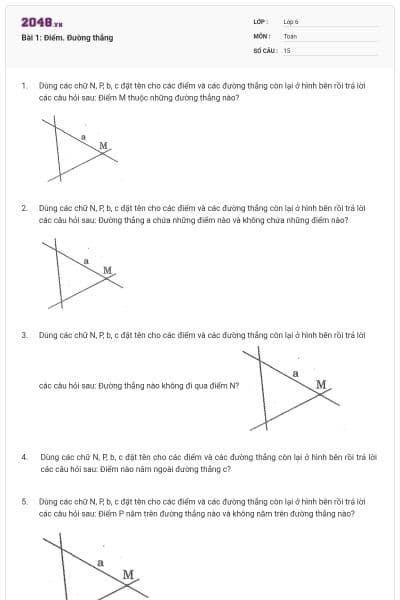 Bài 1: Điểm. Đường thẳng