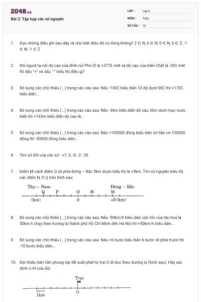 Bài 2: Tập hợp các số nguyên