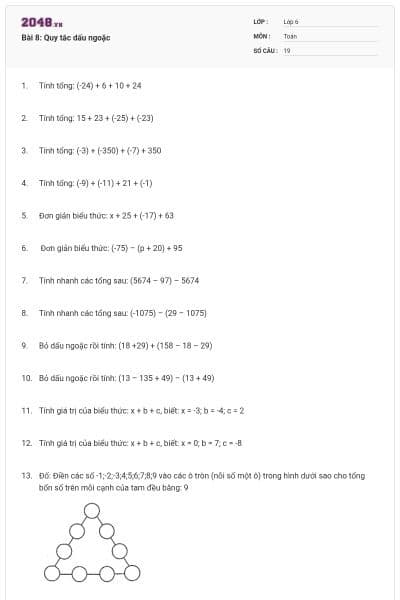 Bài 8: Quy tắc dấu ngoặc