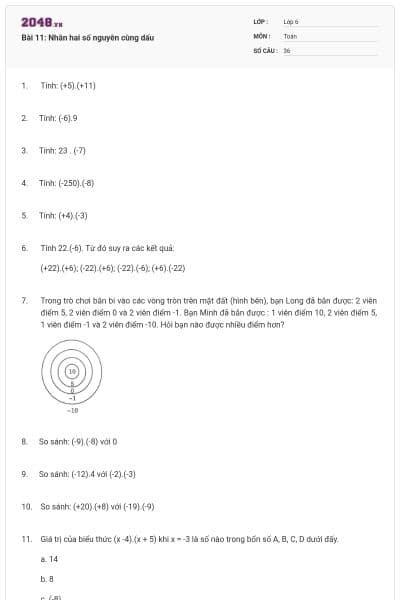 Bài 11: Nhân hai số nguyên cùng dấu