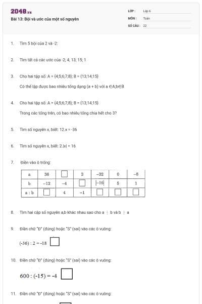 Bài 13: Bội và ước của một số nguyên