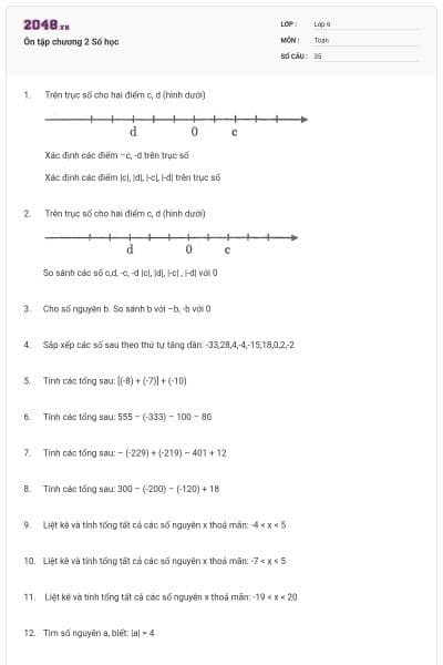 Ôn tập chương 2 Số học