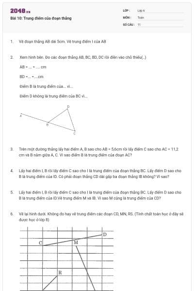 Bài 10: Trung điểm của đoạn thẳng