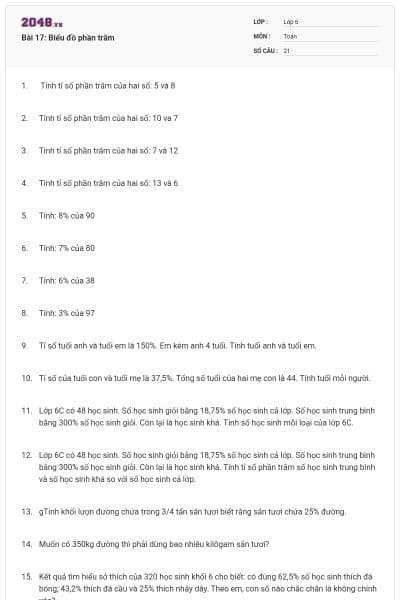 Bài 17: Biểu đồ phần trăm