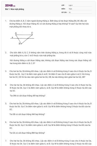 Bài 1: Nửa mặt phẳng