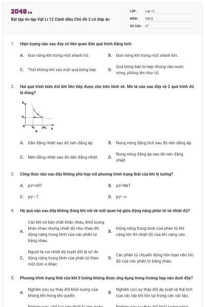 Bài tập ôn tập Vật Lí 12 Cánh diều Chủ đề 2 có đáp án