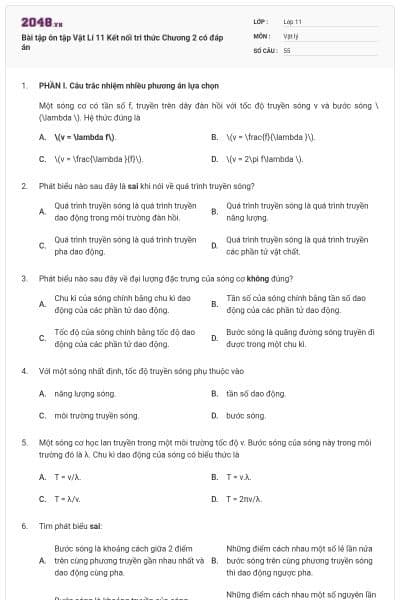 Bài tập ôn tập Vật Lí 11 Kết nối tri thức Chương 2 có đáp án
