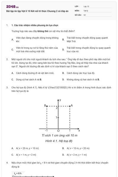 Bài tập ôn tập Vật lí 10 Kết nối tri thức Chương 2 có đáp án